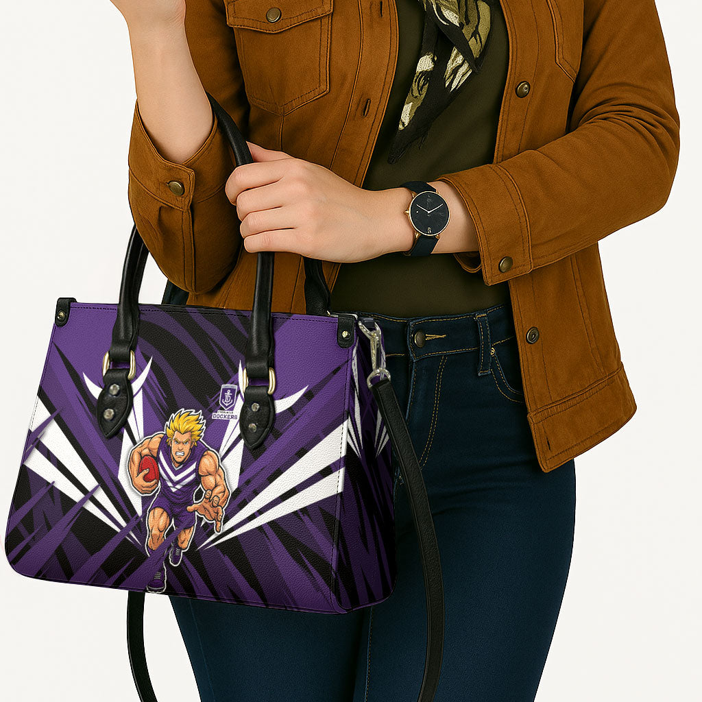 Fremantle Dockers Australian Football Leather Bag Athletic Hero Mascot - Bold Team Colors
