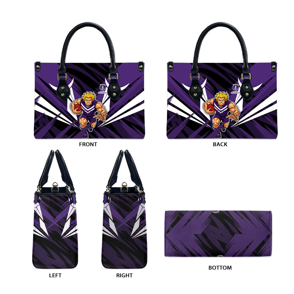 Fremantle Dockers Australian Football Leather Bag Athletic Hero Mascot - Bold Team Colors