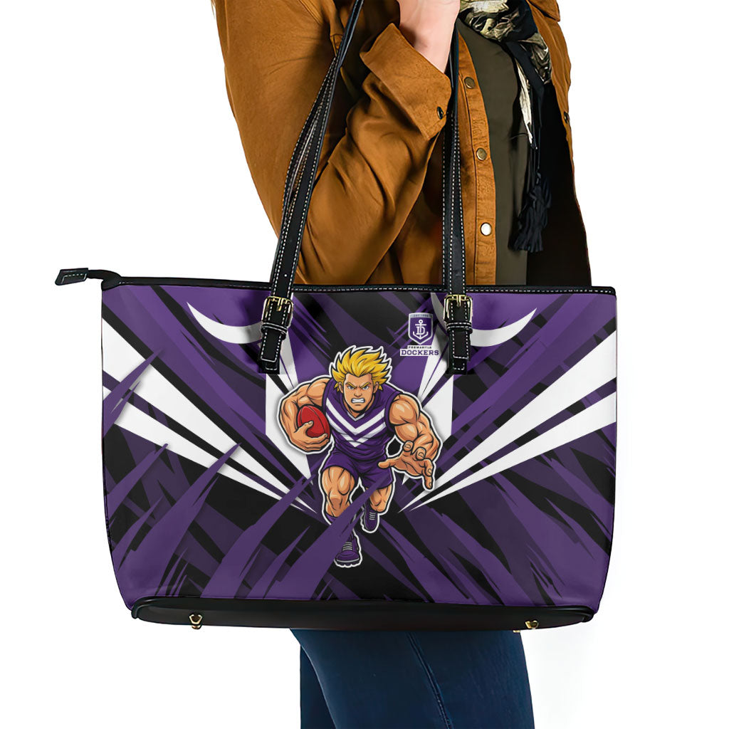 Fremantle Dockers Australian Football Leather Tote Bag Athletic Hero Mascot - Bold Team Colors