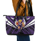 Fremantle Dockers Australian Football Leather Tote Bag Athletic Hero Mascot - Bold Team Colors