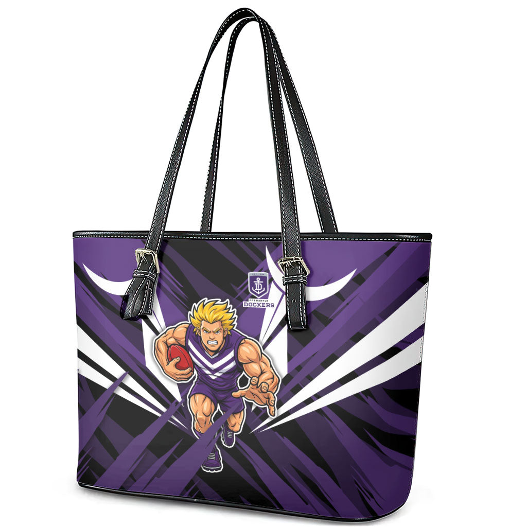 Fremantle Dockers Australian Football Leather Tote Bag Athletic Hero Mascot - Bold Team Colors