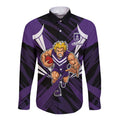 Fremantle Dockers Australian Football Long Sleeve Button Shirt Athletic Hero Mascot - Bold Team Colors