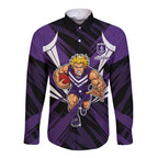 Fremantle Dockers Australian Football Long Sleeve Button Shirt Athletic Hero Mascot - Bold Team Colors