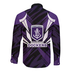 Fremantle Dockers Australian Football Long Sleeve Button Shirt Athletic Hero Mascot - Bold Team Colors