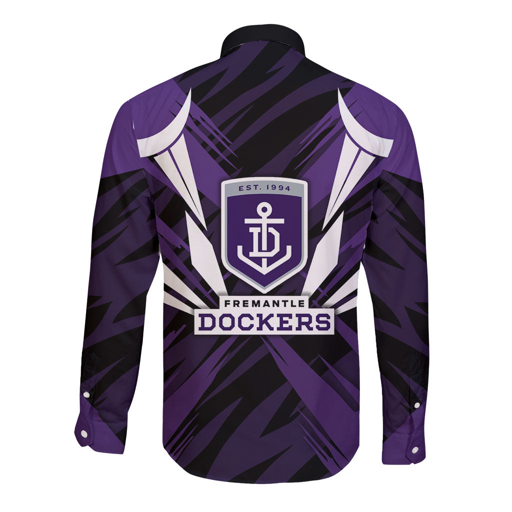 Fremantle Dockers Australian Football Long Sleeve Button Shirt Athletic Hero Mascot - Bold Team Colors