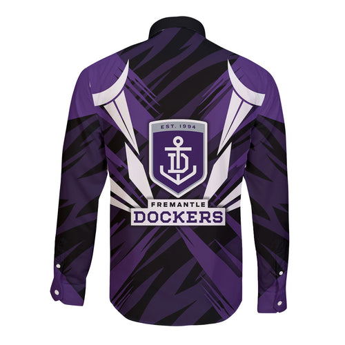Fremantle Dockers Australian Football Long Sleeve Button Shirt Athletic Hero Mascot - Bold Team Colors