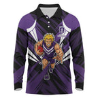 Fremantle Dockers Australian Football Long Sleeve Polo Shirt Athletic Hero Mascot - Bold Team Colors