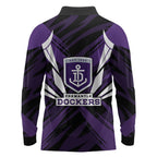 Fremantle Dockers Australian Football Long Sleeve Polo Shirt Athletic Hero Mascot - Bold Team Colors