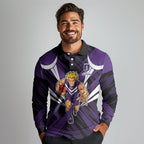 Fremantle Dockers Australian Football Long Sleeve Polo Shirt Athletic Hero Mascot - Bold Team Colors