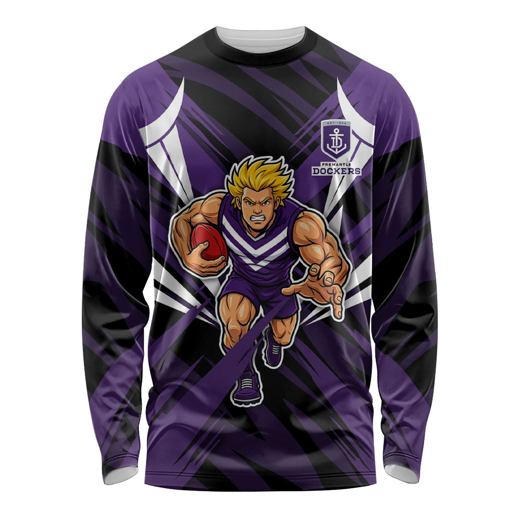 Fremantle Dockers Australian Football Long Sleeve Shirt Athletic Hero Mascot - Bold Team Colors