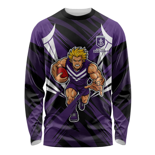Fremantle Dockers Australian Football Long Sleeve Shirt Athletic Hero Mascot - Bold Team Colors