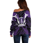 Fremantle Dockers Australian Football Off Shoulder Sweater Athletic Hero Mascot - Bold Team Colors