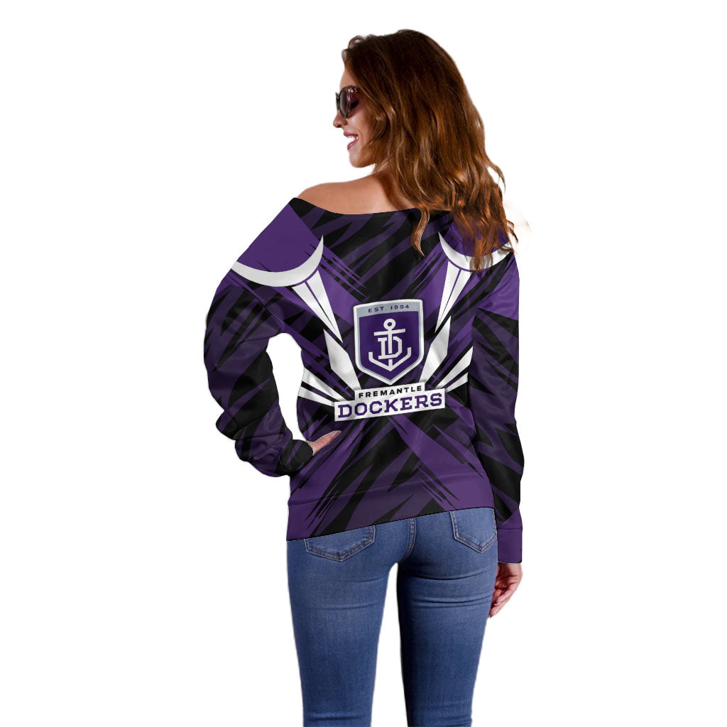 Fremantle Dockers Australian Football Off Shoulder Sweater Athletic Hero Mascot - Bold Team Colors