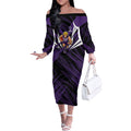 Fremantle Dockers Australian Football Off The Shoulder Long Sleeve Dress Athletic Hero Mascot - Bold Team Colors