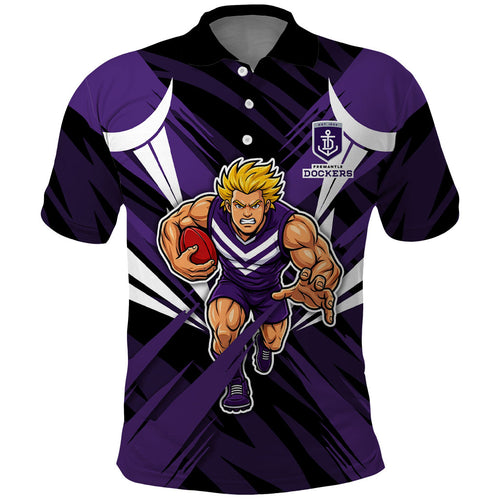 Fremantle Dockers Australian Football Polo Shirt Athletic Hero Mascot - Bold Team Colors