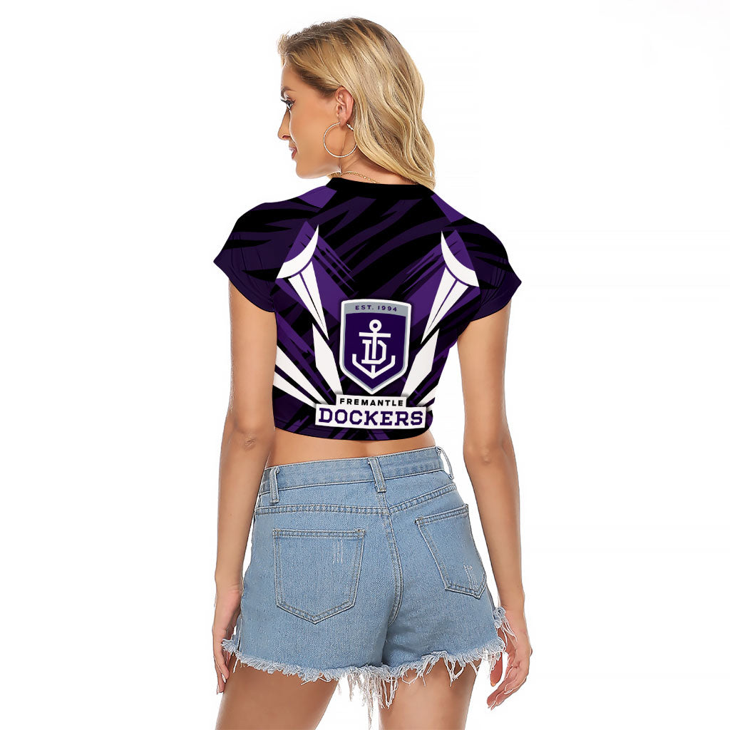 Fremantle Dockers Australian Football Raglan Cropped T Shirt Athletic Hero Mascot - Bold Team Colors