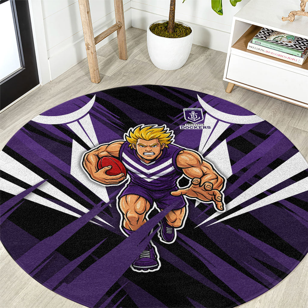 Fremantle Dockers Australian Football Round Carpet Athletic Hero Mascot - Bold Team Colors