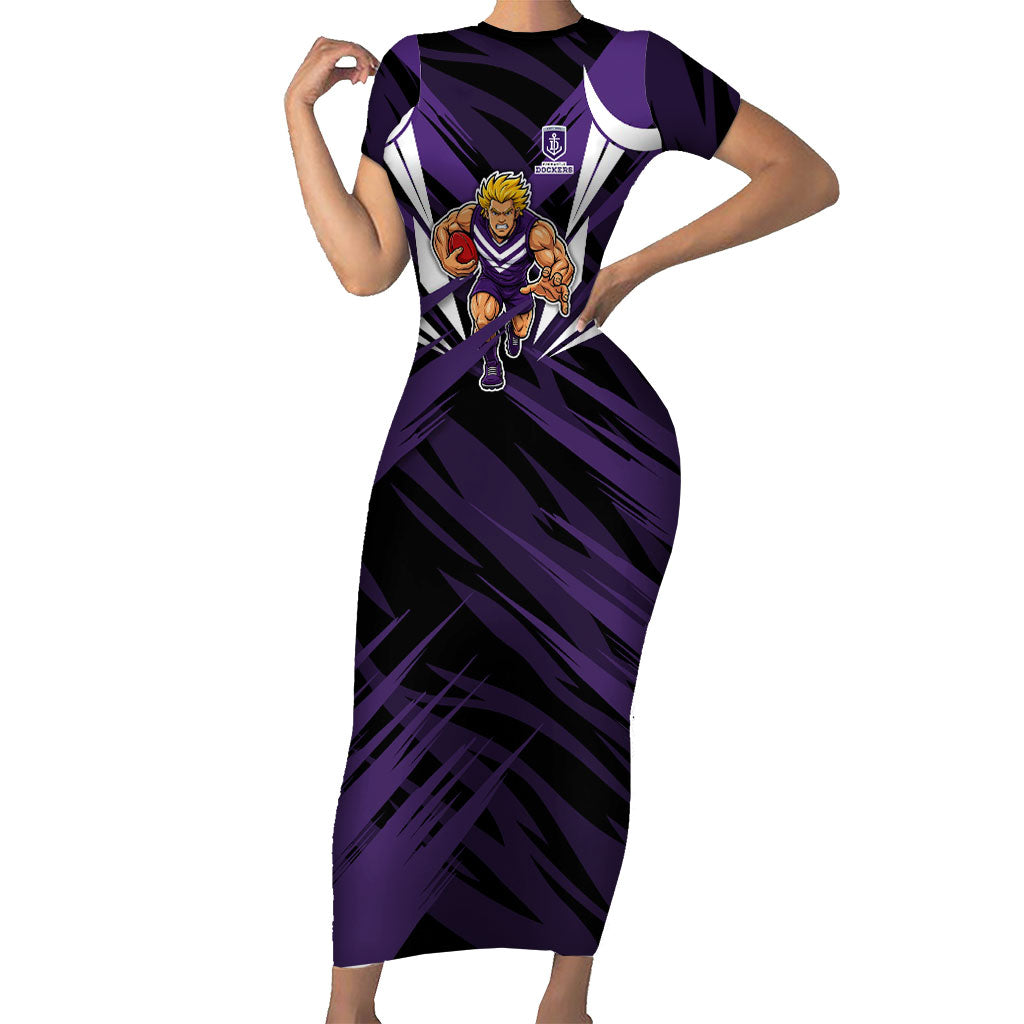 Fremantle Dockers Australian Football Short Sleeve Bodycon Dress Athletic Hero Mascot - Bold Team Colors