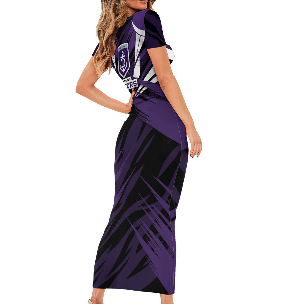 Fremantle Dockers Australian Football Short Sleeve Bodycon Dress Athletic Hero Mascot - Bold Team Colors