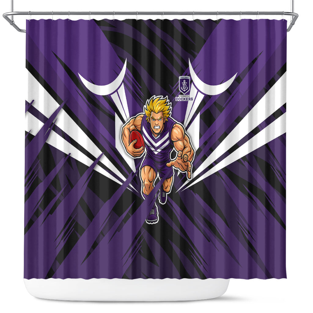 Fremantle Dockers Australian Football Shower Curtain Athletic Hero Mascot - Bold Team Colors