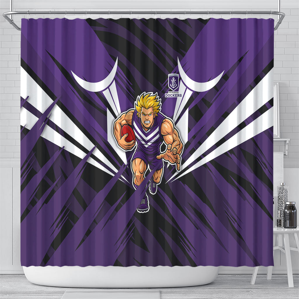Fremantle Dockers Australian Football Shower Curtain Athletic Hero Mascot - Bold Team Colors