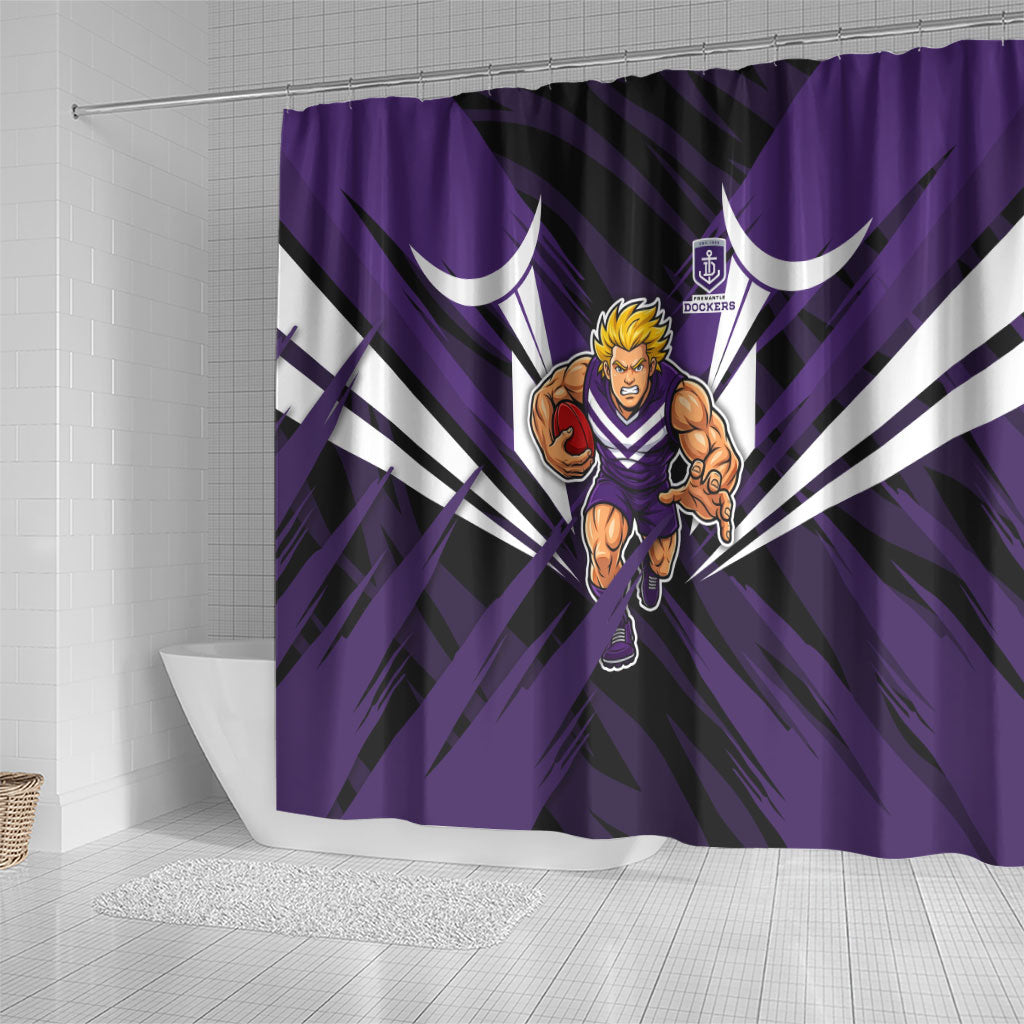 Fremantle Dockers Australian Football Shower Curtain Athletic Hero Mascot - Bold Team Colors
