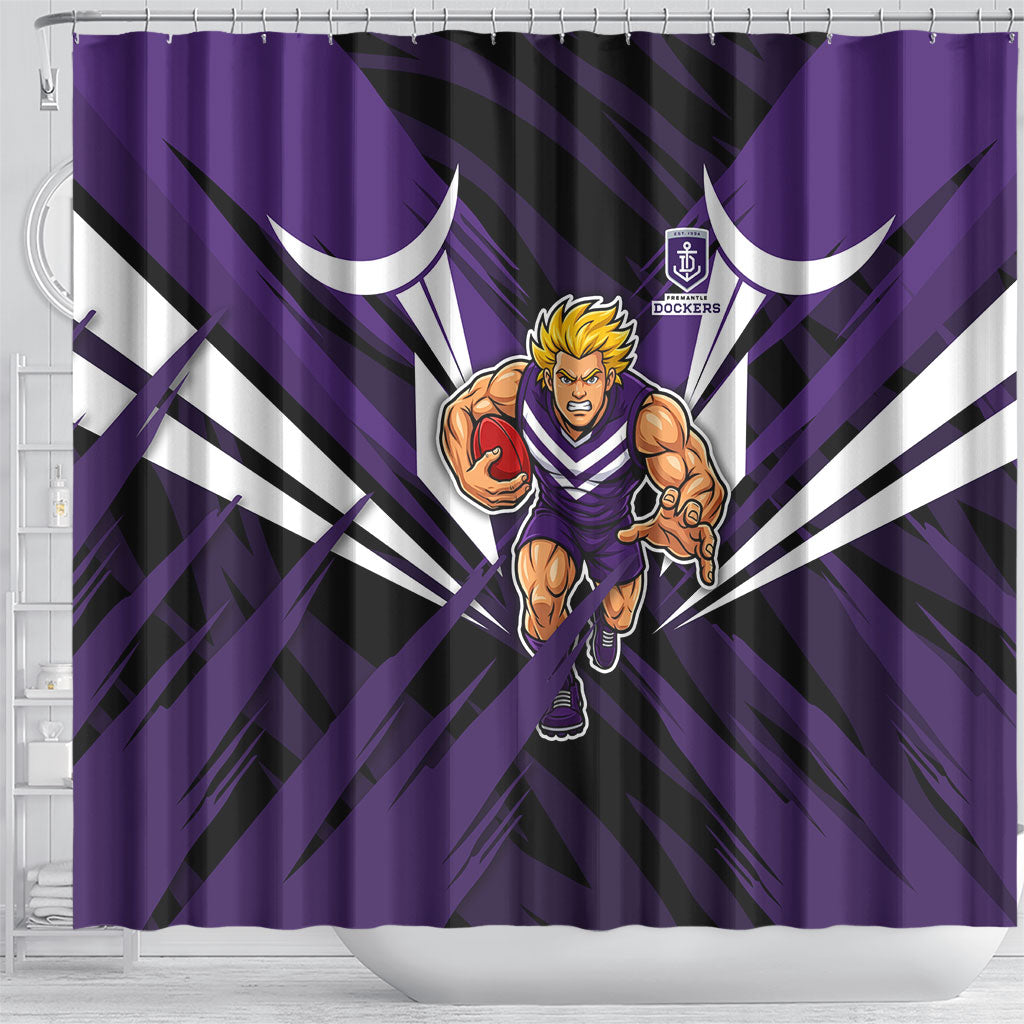 Fremantle Dockers Australian Football Shower Curtain Athletic Hero Mascot - Bold Team Colors