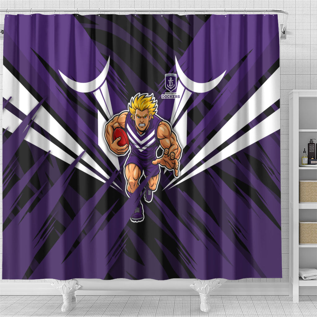 Fremantle Dockers Australian Football Shower Curtain Athletic Hero Mascot - Bold Team Colors