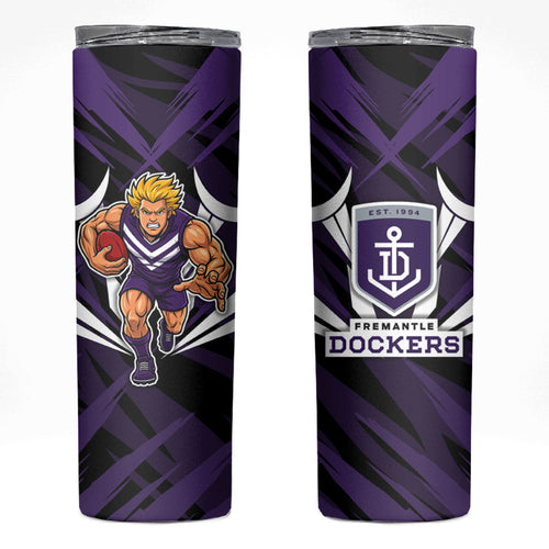 Fremantle Dockers Australian Football Skinny Tumbler Athletic Hero Mascot - Bold Team Colors