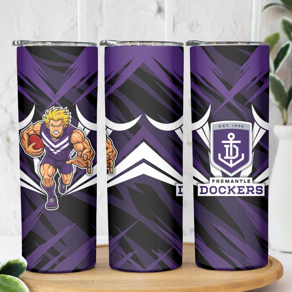 Fremantle Dockers Australian Football Skinny Tumbler Athletic Hero Mascot - Bold Team Colors