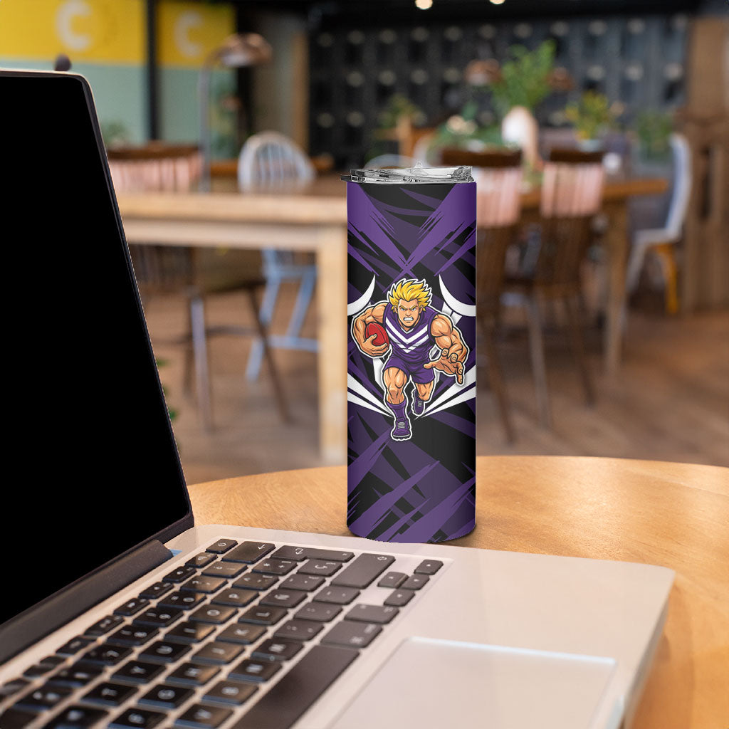 Fremantle Dockers Australian Football Skinny Tumbler Athletic Hero Mascot - Bold Team Colors