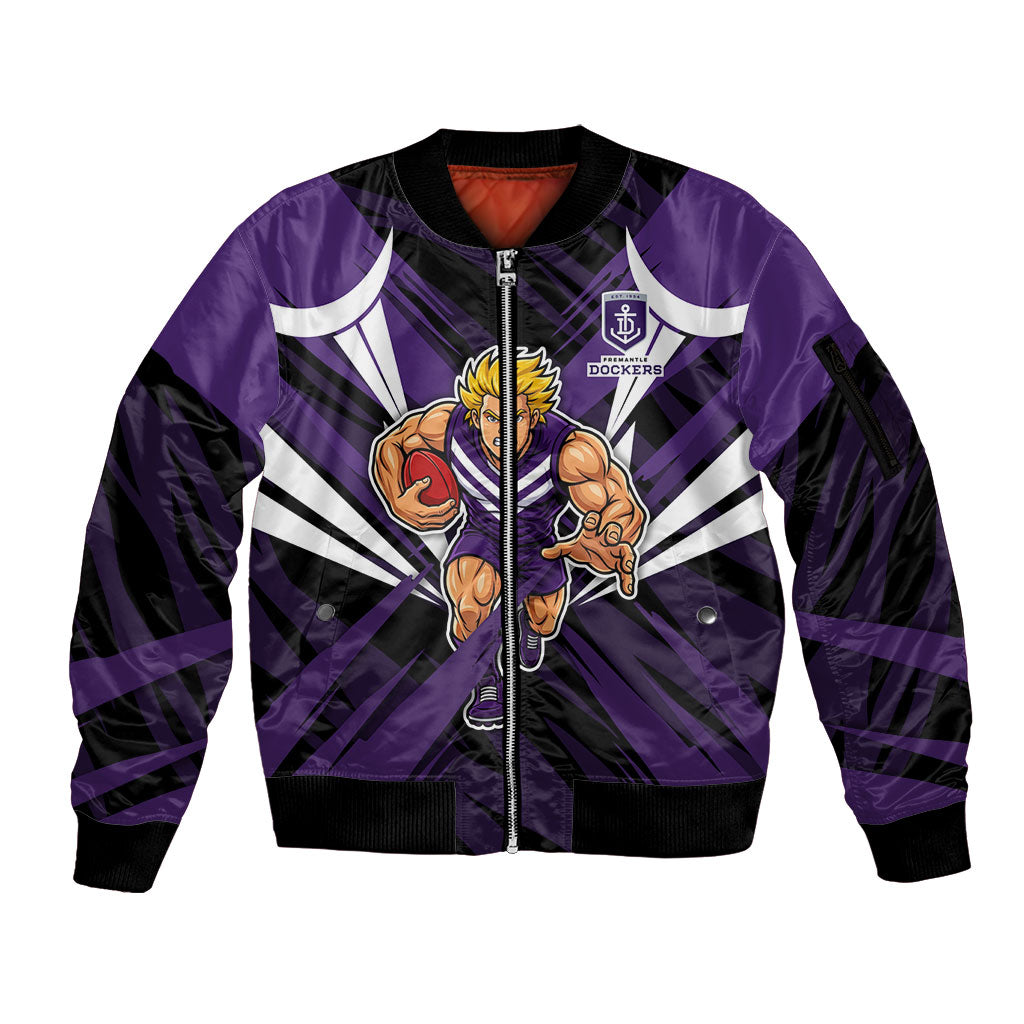Fremantle Dockers Australian Football Sleeve Zip Bomber Jacket Athletic Hero Mascot - Bold Team Colors