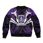 Fremantle Dockers Australian Football Sleeve Zip Bomber Jacket Athletic Hero Mascot - Bold Team Colors
