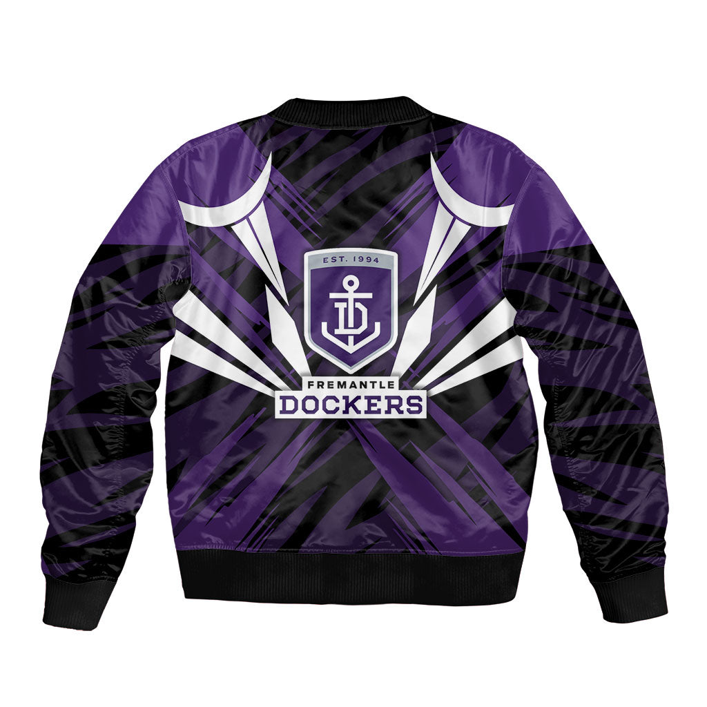 Fremantle Dockers Australian Football Sleeve Zip Bomber Jacket Athletic Hero Mascot - Bold Team Colors