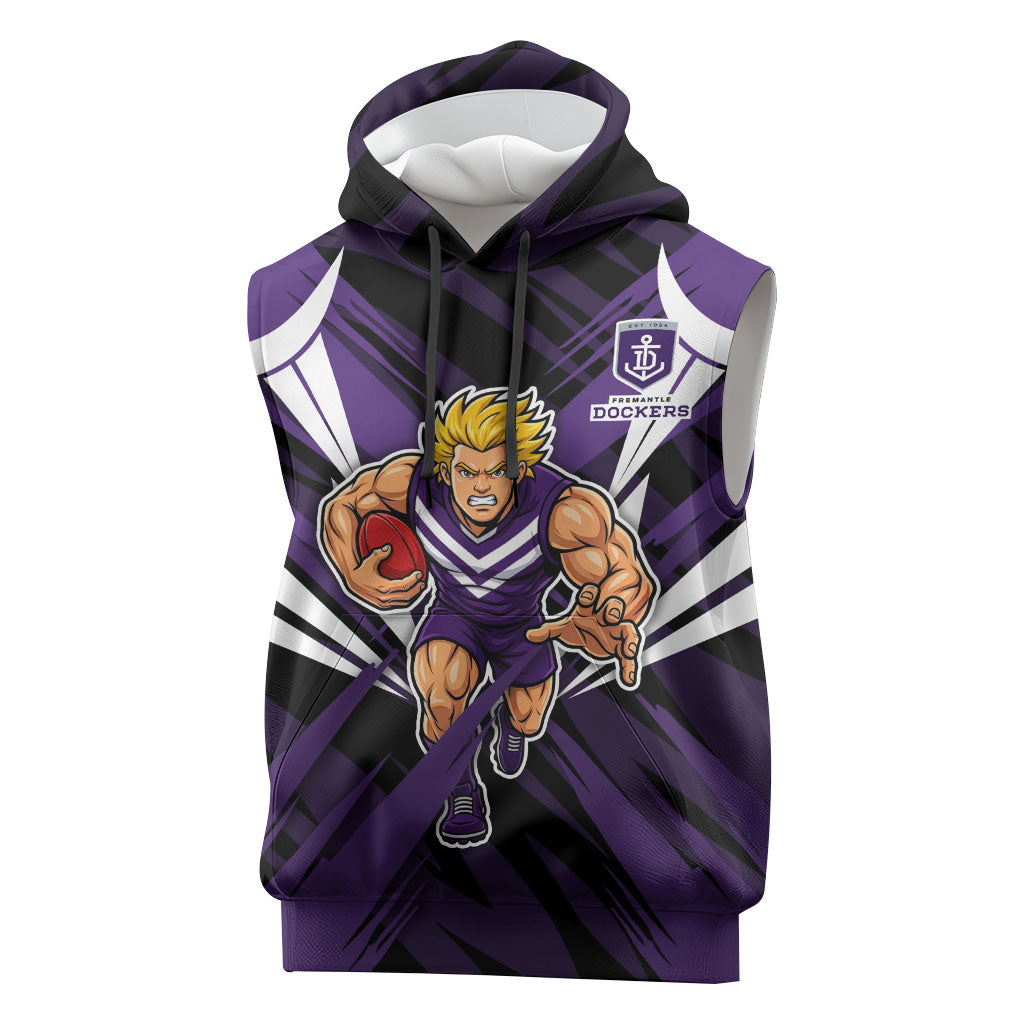 Fremantle Dockers Australian Football Sleeveless Hoodie Athletic Hero Mascot - Bold Team Colors