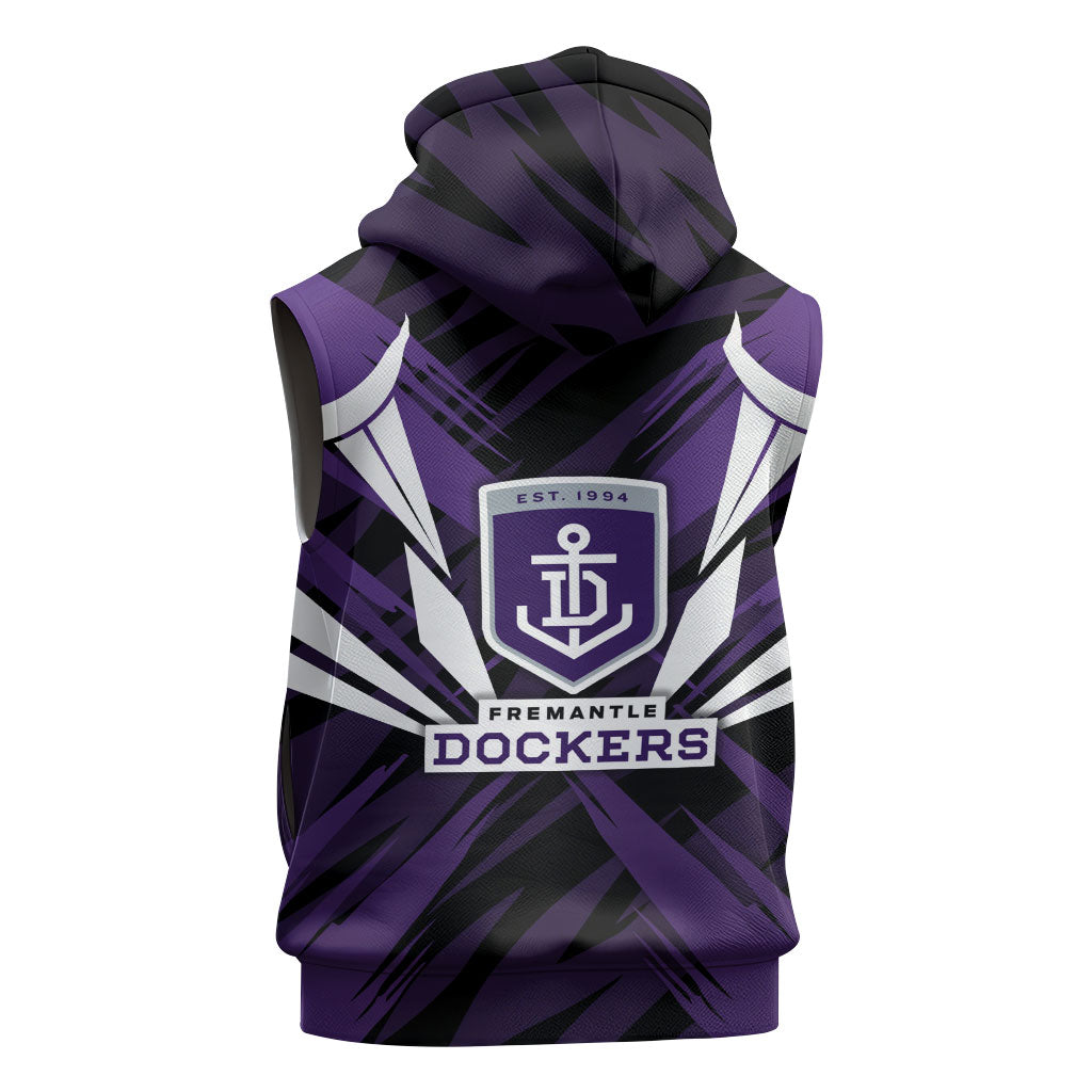 Fremantle Dockers Australian Football Sleeveless Hoodie Athletic Hero Mascot - Bold Team Colors