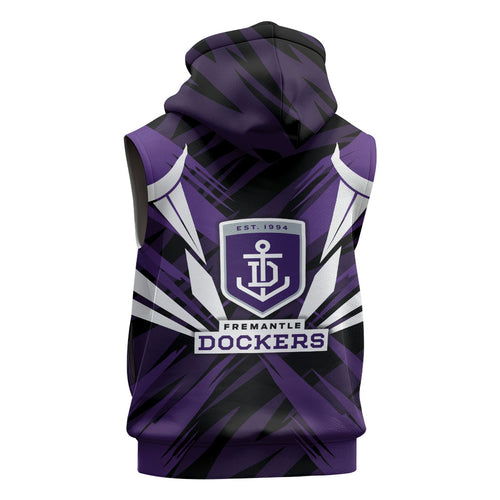Fremantle Dockers Australian Football Sleeveless Hoodie Athletic Hero Mascot - Bold Team Colors