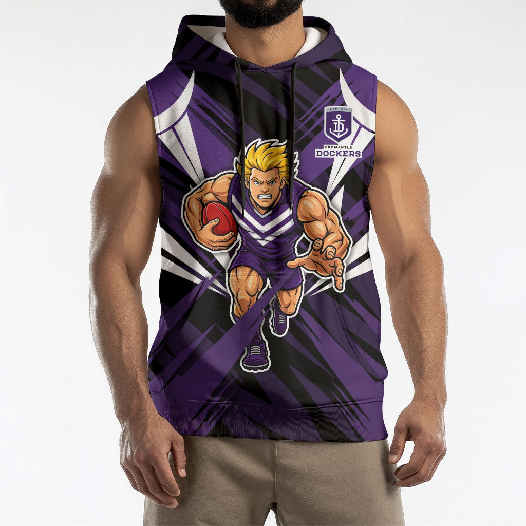 Fremantle Dockers Australian Football Sleeveless Hoodie Athletic Hero Mascot - Bold Team Colors