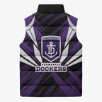 Fremantle Dockers Australian Football Sleeveless Puffer Jacket Athletic Hero Mascot - Bold Team Colors