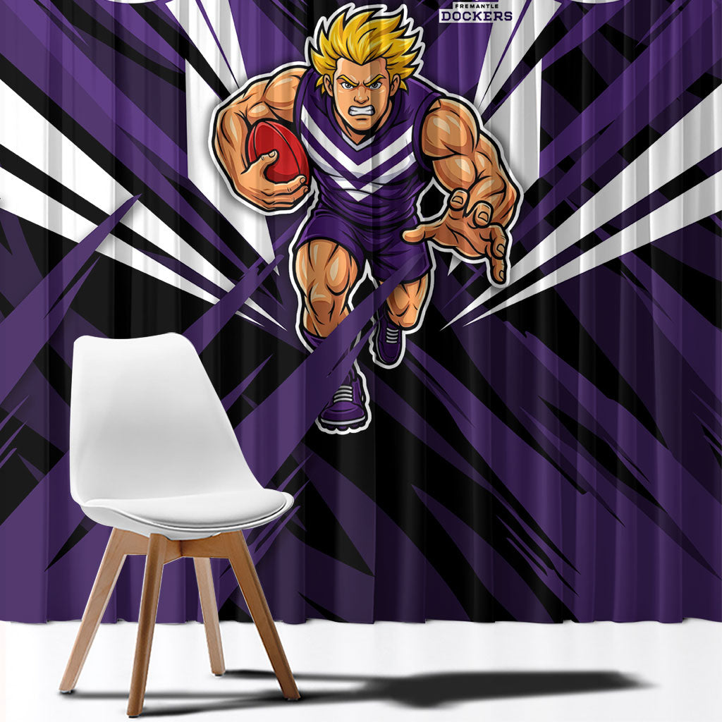 Fremantle Dockers Australian Football Window Curtain Athletic Hero Mascot - Bold Team Colors