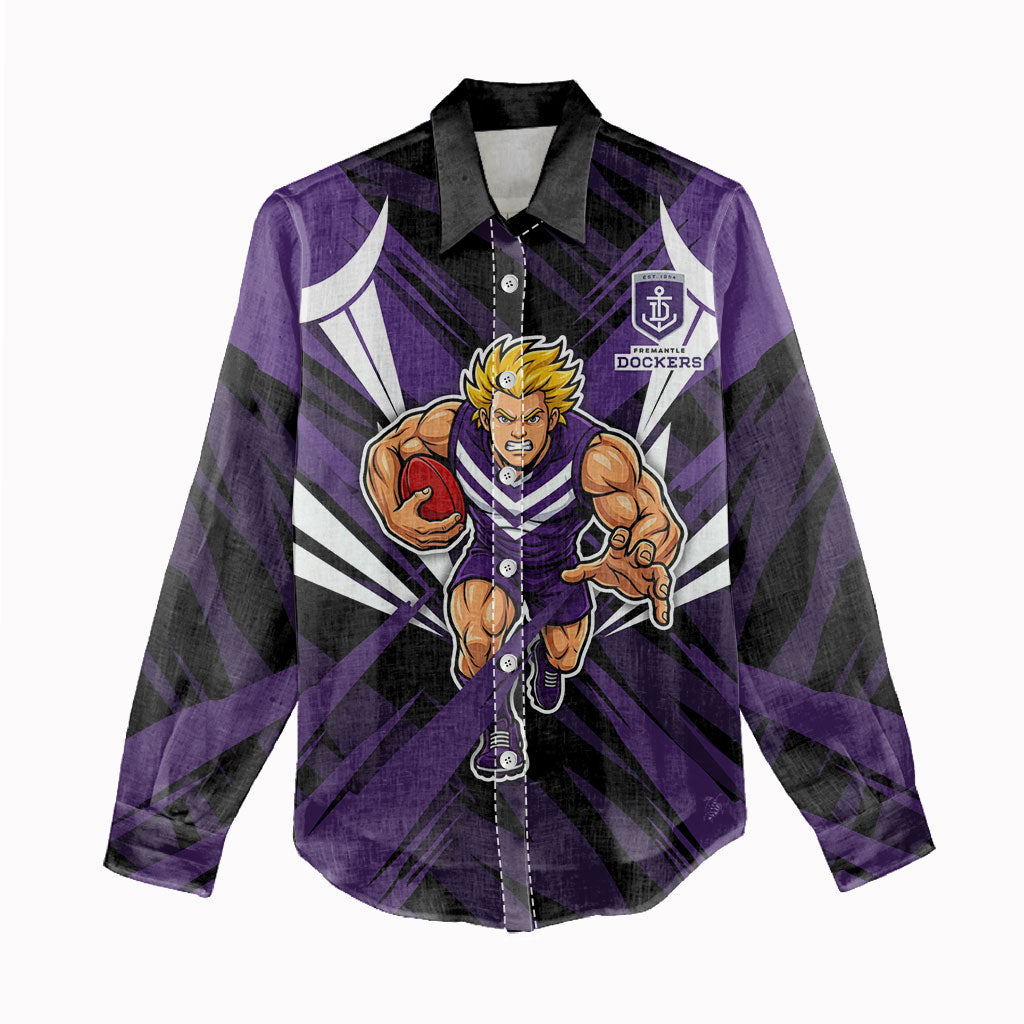 Fremantle Dockers Australian Football Women Casual Shirt Athletic Hero Mascot - Bold Team Colors