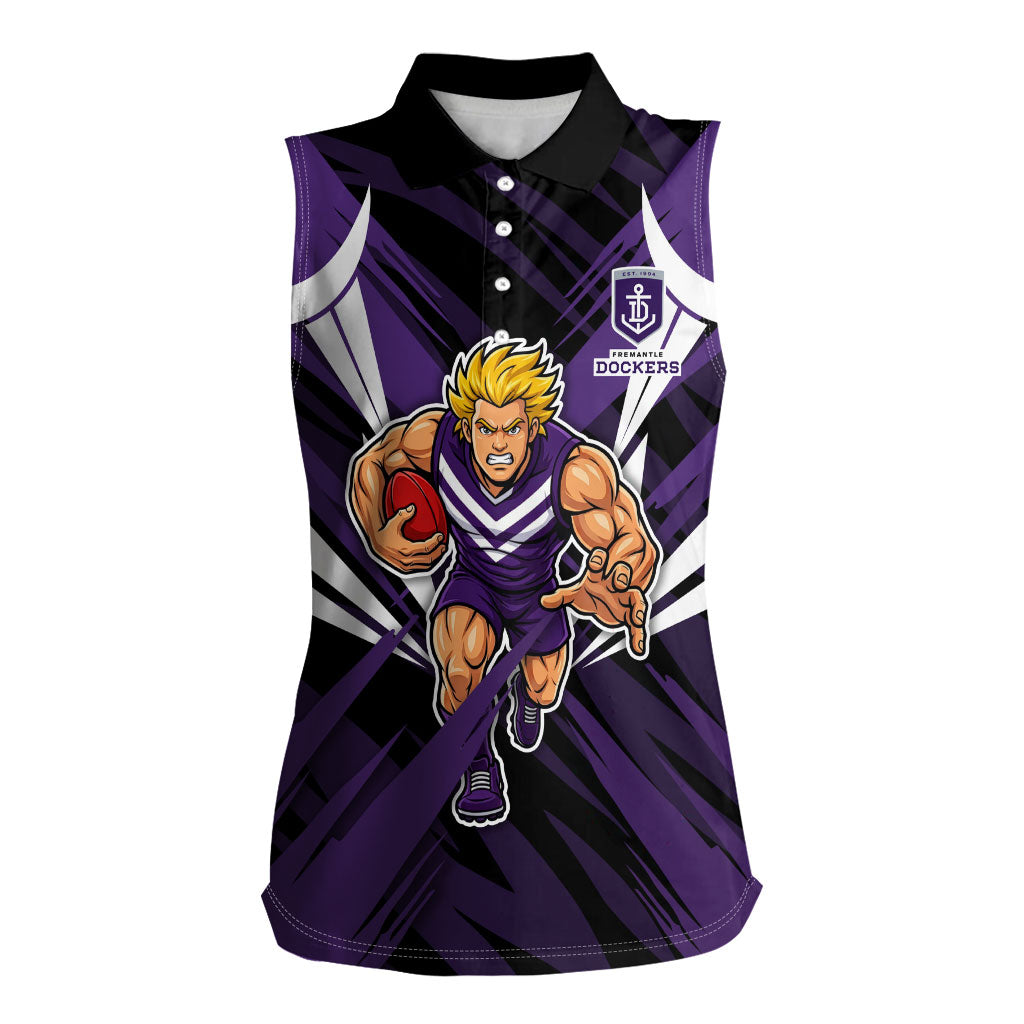 Fremantle Dockers Australian Football Women Sleeveless Polo Shirt Athletic Hero Mascot - Bold Team Colors