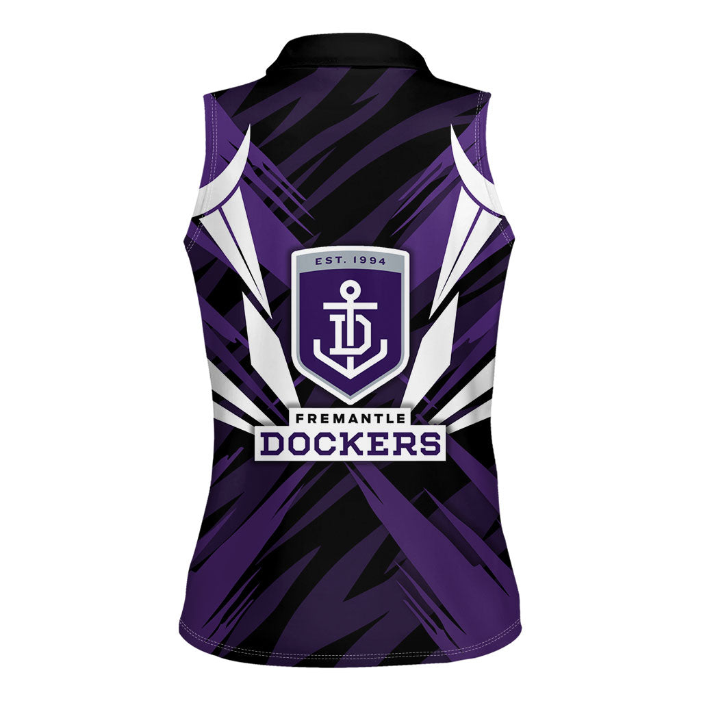 Fremantle Dockers Australian Football Women Sleeveless Polo Shirt Athletic Hero Mascot - Bold Team Colors