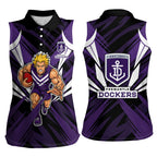 Fremantle Dockers Australian Football Women Sleeveless Polo Shirt Athletic Hero Mascot - Bold Team Colors