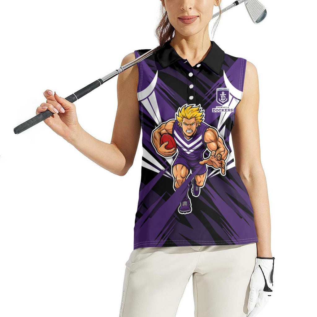 Fremantle Dockers Australian Football Women Sleeveless Polo Shirt Athletic Hero Mascot - Bold Team Colors