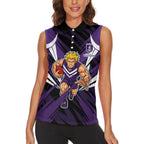 Fremantle Dockers Australian Football Women Sleeveless Polo Shirt Athletic Hero Mascot - Bold Team Colors