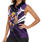 Fremantle Dockers Australian Football Women Sleeveless Polo Shirt Athletic Hero Mascot - Bold Team Colors