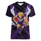 Fremantle Dockers Australian Football Women V-Neck T-Shirt Athletic Hero Mascot - Bold Team Colors