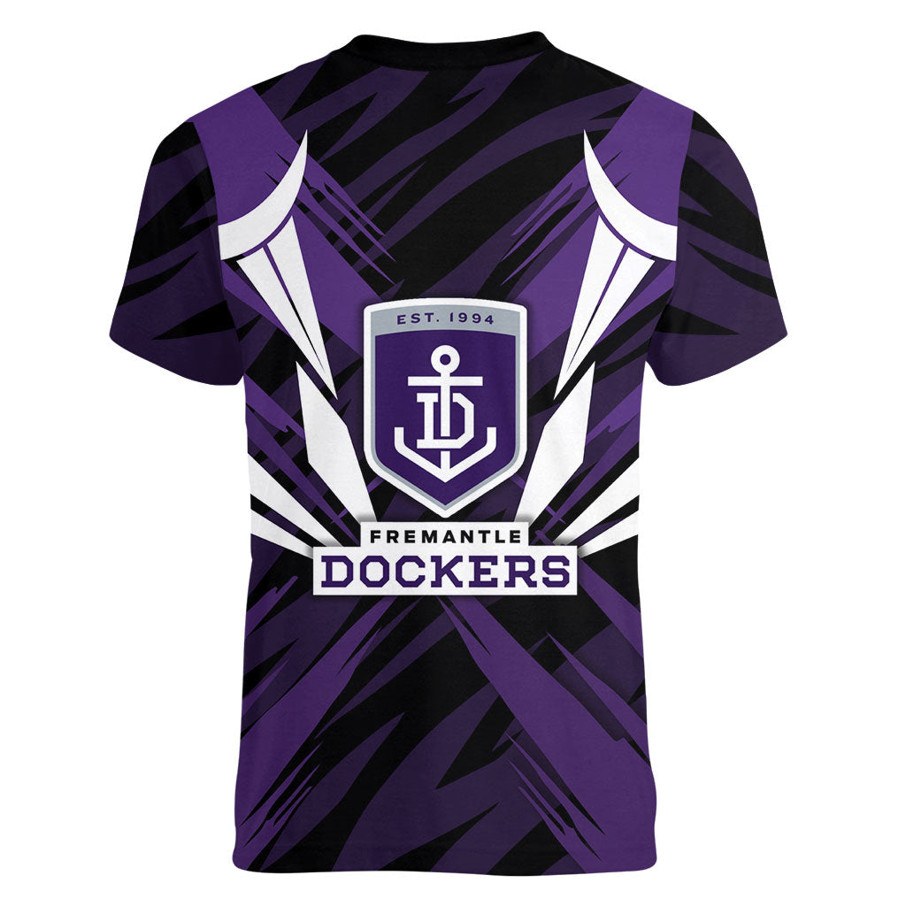 Fremantle Dockers Australian Football Women V-Neck T-Shirt Athletic Hero Mascot - Bold Team Colors