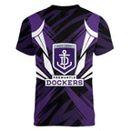 Fremantle Dockers Australian Football Women V-Neck T-Shirt Athletic Hero Mascot - Bold Team Colors